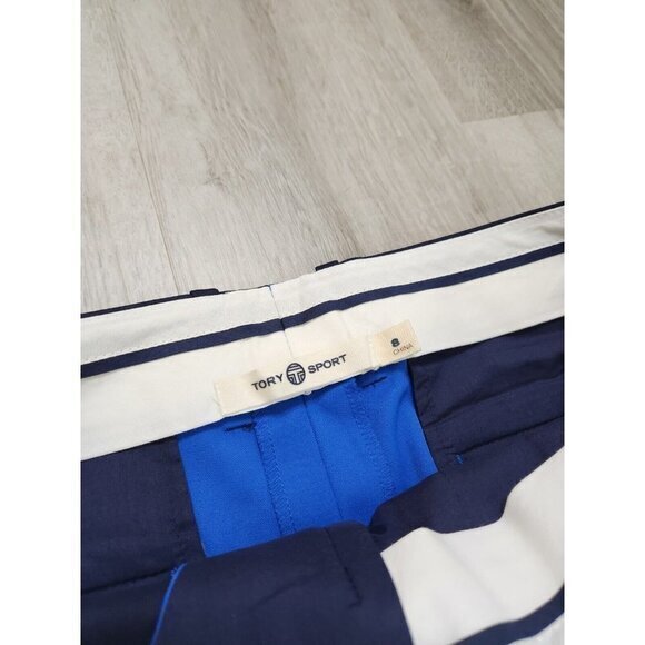 Tory Burch Sport Tech Stretch Twill Pants Pleated Size 8 Blue - Picture 8 of 11